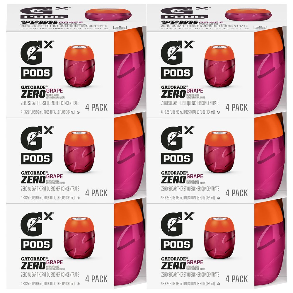 Gatorade Hydration System, Non-Slip Squeeze Bottles Or Sports Drink Concentrate Pods - 4 Count (Pack of 6)