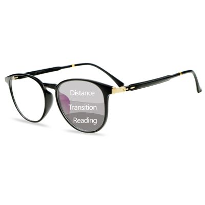 HEBEHO Sunglasses Progressive Multifocal Reading Glasses Photochromic Oval Spring Hinge Reader For Men Women (Color : Black, Size : 1.75x)
