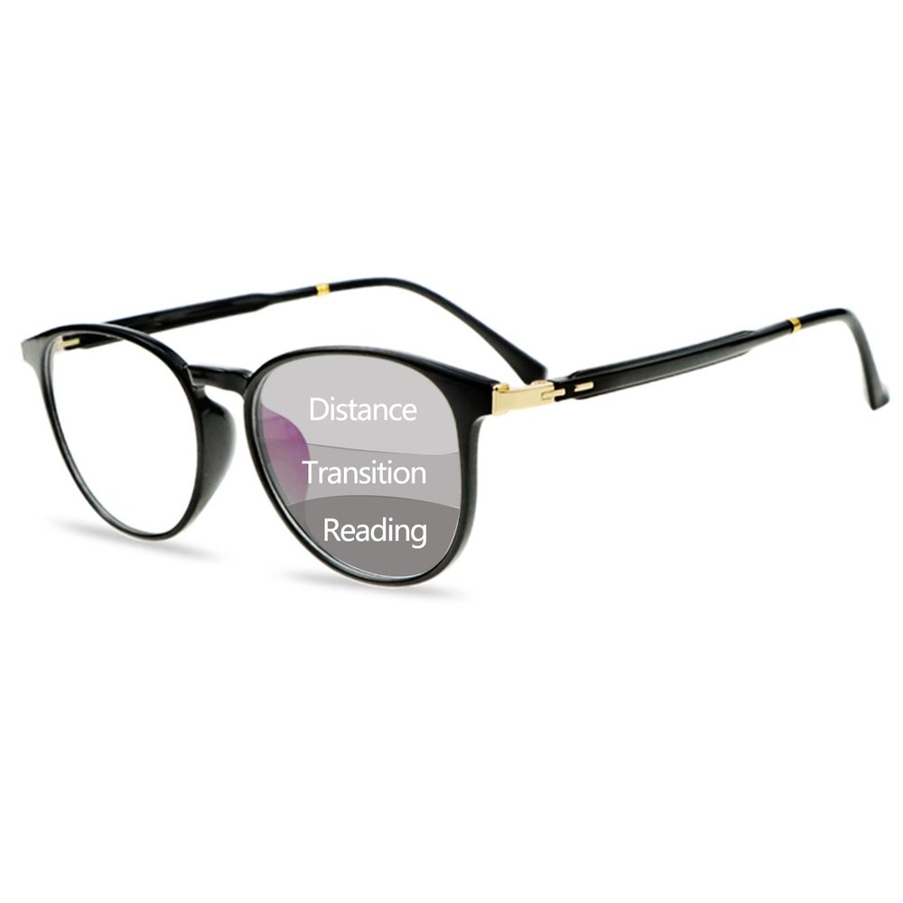 HEBEHO Sunglasses Progressive Multifocal Reading Glasses Photochromic Oval Spring Hinge Reader For Men Women (Color : Black, Size : 1.75x)