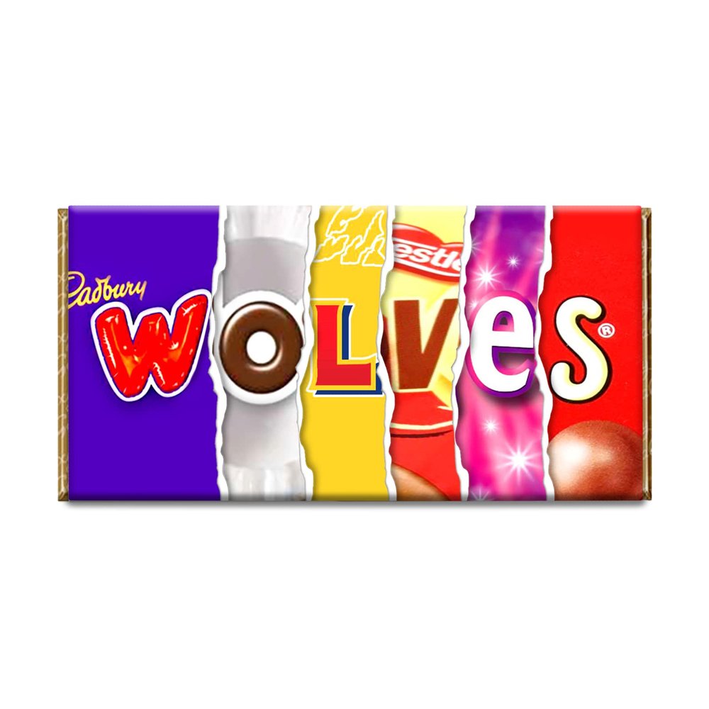 Wolves Football Club Chocolate Bar Gift Wrapper Gift Present For Sport Fans (#306) (with chocolate bar)