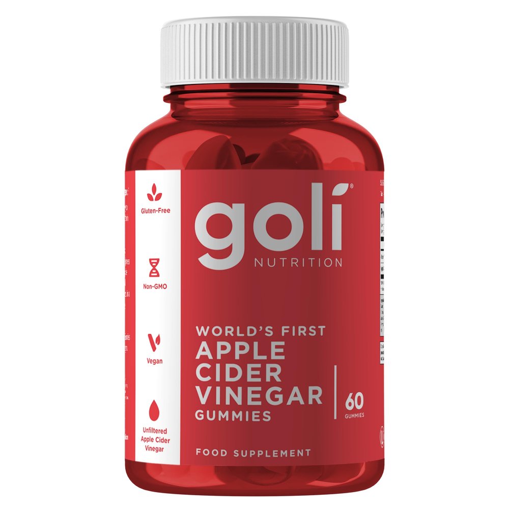 Goli Nutrition Apple Cider Vinegar Gummy Vitamins (1 Pack, 60 Count, Gelatin-Free, Gluten-Free, Vegan & Non-GMO Made with Essential Vitamins B9 & B12)