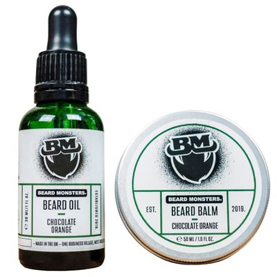 Beard Monsters Beard Oil And Beard Balm For Men Combo | Beard Softener and Style For Men (Chocolate Orange)
