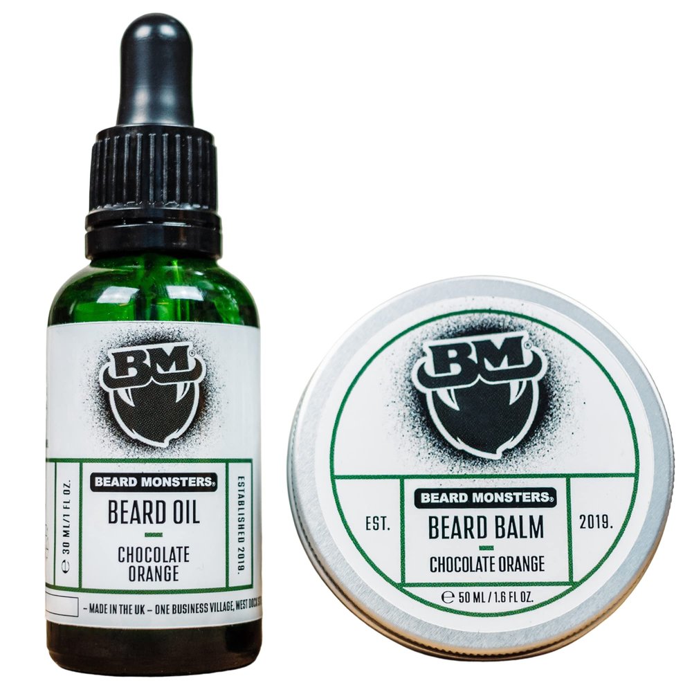 Beard Monsters Beard Oil And Beard Balm For Men Combo | Beard Softener and Style For Men (Chocolate Orange)