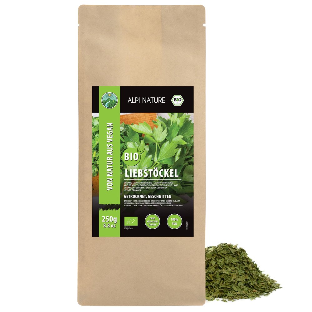 Alpi Nature Organic Lovage 250g 8.8 oz, Dried and Rubbed Lovage Leaves, Spice for Cooking