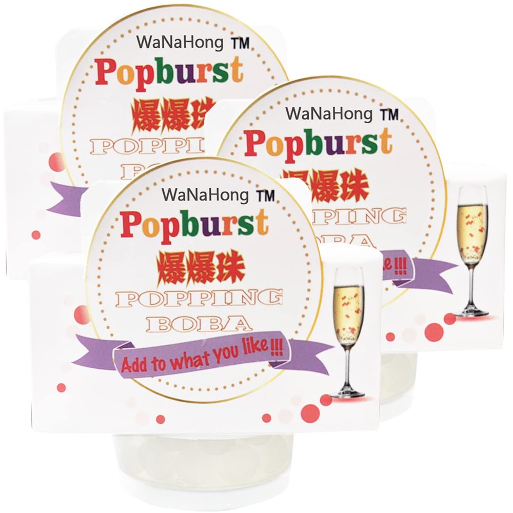 WaNaHong Popping Boba Fruit Flavour Bursting Bubbles (Blueberry, Peach, Strawberry, Grape, Pineapple, Lychee, Passion Fruit) (Lychee (Pack of 3))