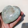 ZHENYANG CAREG 80-90mm Natural Green Moonstone Heart Polishing Quartz Crystal Love Puffy Heart Shaped Stone Healing Crystal Gem Home Decoration view 3