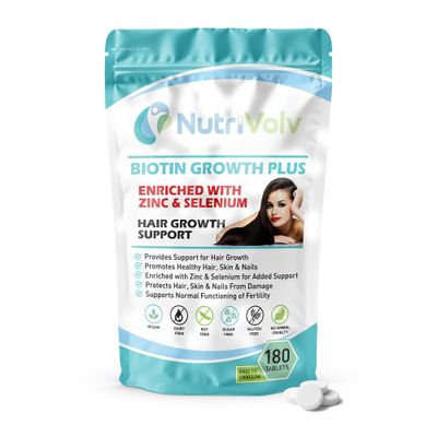 Biotin Hair Growth | Enhanced with Zinc & Selenium | 180 Tablets | 10,000mcg Biotin | Hair Vitamins Complex | Vegan | Hair Skin & Nails Vitamins for Men & Women | UK Made