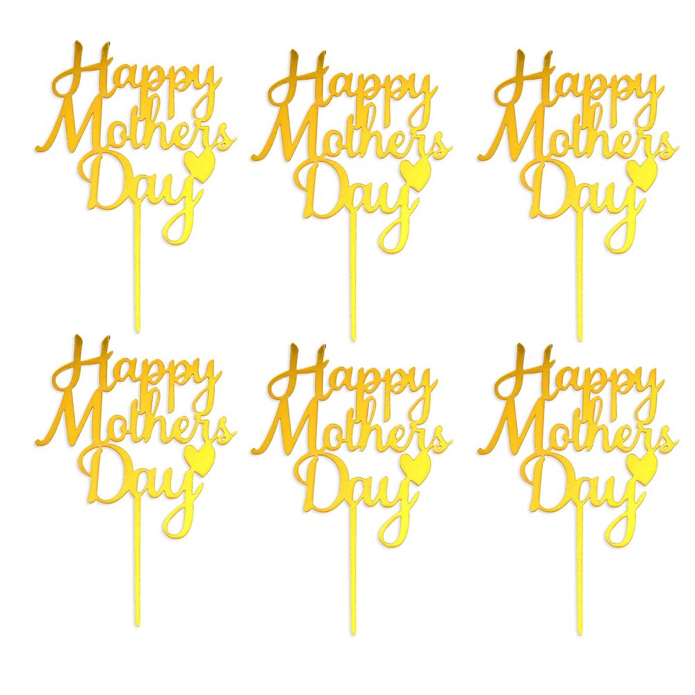 10pcs Happy Mothers Day Cake Toppers Acrylic Cake Picks for Mothers Day Birthday Cake Decoration