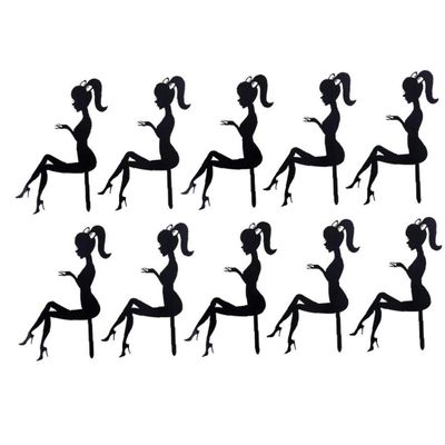 10pcs Personalised Cake Toppers High Heels Lady Acrylic Cake Toppers Princess Fairy Girl Silhouette Dessert Cupcake Toppers Wedding Birthday Party