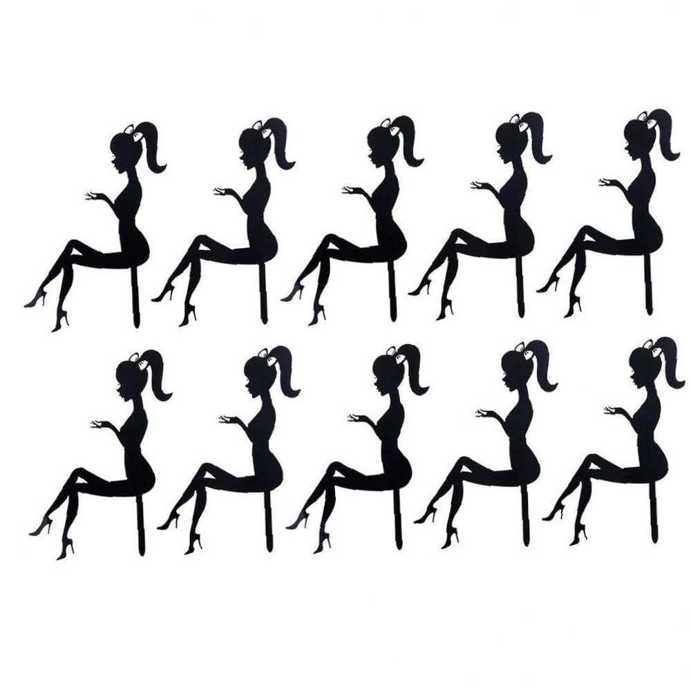 10pcs Personalised Cake Toppers High Heels Lady Acrylic Cake Toppers Princess Fairy Girl Silhouette Dessert Cupcake Toppers Wedding Birthday Party