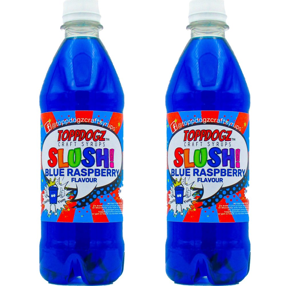 TOPPDOGZ|Slush Syrup|Slushy|Slushie 2 x 500ml BLUE RASPBERRY