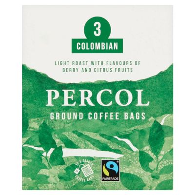 Percol Colombian Ground Coffee Bags, 10 x 8g