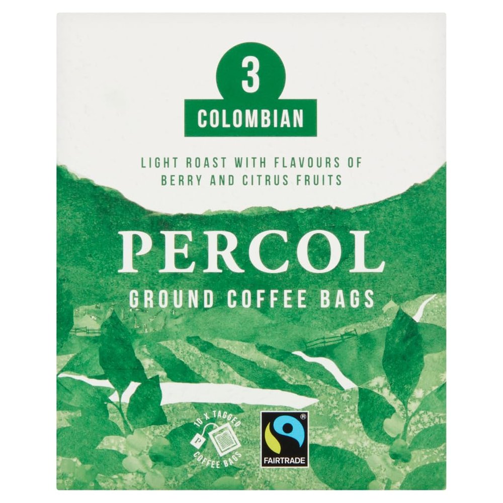 Percol Colombian Ground Coffee Bags, 10 x 8g
