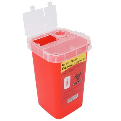Sharps Bin, Plastic Clinical Waste Disposal Razors Blades Disposal Case Large Capacity Trash Storage Box Portable Sharps Container ffor Needle Disposal - Red