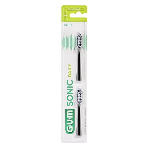 GUM Sonic Daily 2 Soft Toothbrush Heads 4110 - Black