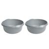 TENLITE [Set of 2 High Grade Round Washing Up Bowl | Dish Washing Bowl, Kitchen Basin Sink Bowl, Approx 7 Litre | 32 x 32 x 15 cm - Made in U.K. (Silver) view 1