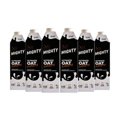 Mighty Ultimate Oat Milk Barista Edition, (6x1L Cartons), Crafted for Coffee & Tea, Plant-Based, Dairy Free, UHT Oat Drink