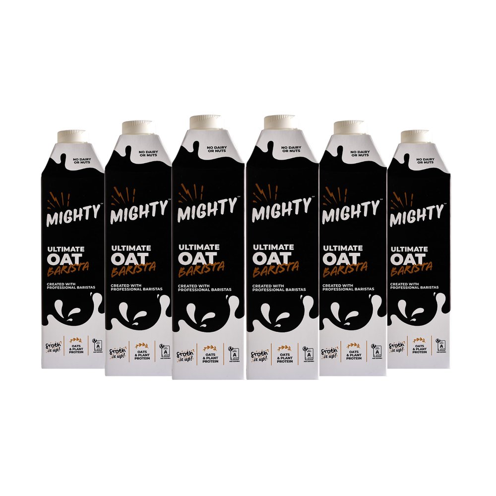 Mighty Ultimate Oat Milk Barista Edition, (6x1L Cartons), Crafted for Coffee & Tea, Plant-Based, Dairy Free, UHT Oat Drink