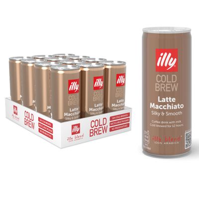 illy Medium Roast Arabica Cold Brew Latte Macchiato Iced Coffee - 12 x 250ml Tins