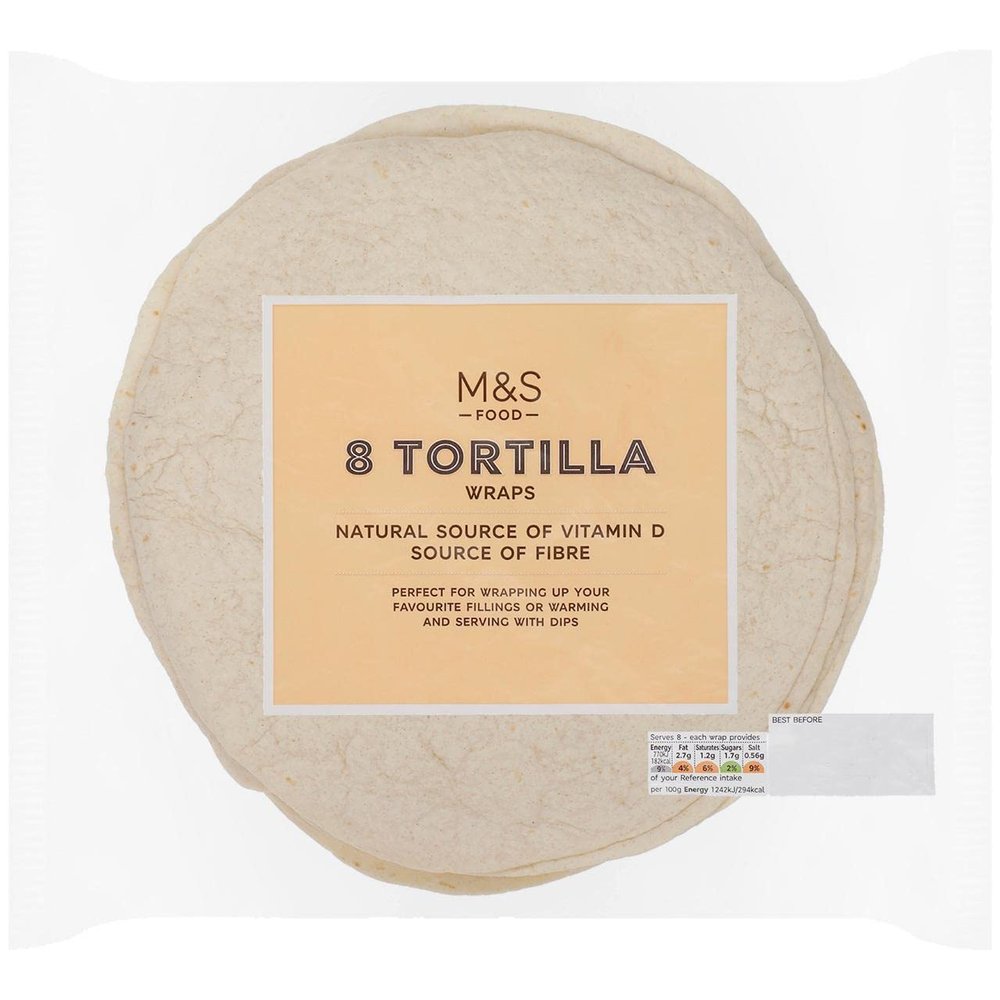 M&S 8 Soft Flour Tortillas 464g