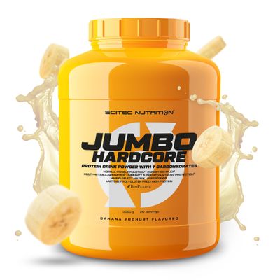 Scitec Nutrition Jumbo Hardcore, High Protein Weight Gainer with Amino Select Matrix, Superfoods, Creatine and with 7 carbohydrates, Gluten-Free and Lactose-Free, 3060 g, Banana Yogurt