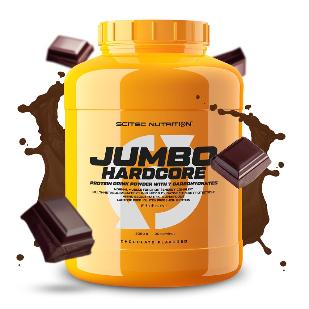 Scitec Nutrition Jumbo Hardcore, High Protein Weight Gainer with Amino Select Matrix, Superfoods, Creatine and with 7 carbohydrates, Gluten-Free and Lactose-Free, 3060 g, Chocolate