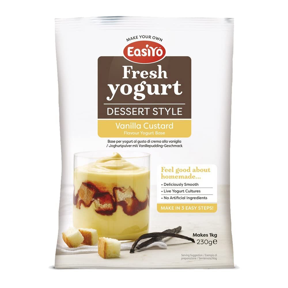 EasiYo Vanilla Custard Flavoured Dessert Style Yogurt Sachet 230g For Use With EasiYo Yoghurt Maker