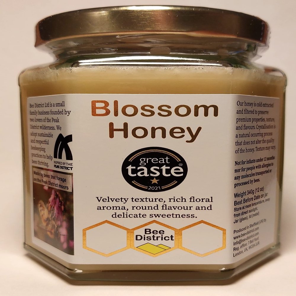 English Crystallised Blossom Honey from the Peak District in Yorkshire - Great Taste award 2021 by Bee District (Blossom Honey)