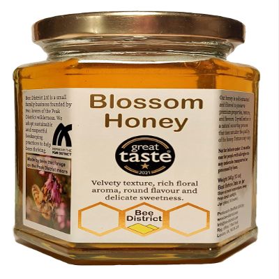 Blossom Wildflower Honey from the Peak District in Yorkshire - Great Taste award 2021 by Bee District (Blossom Wildflower Honey) 340gr
