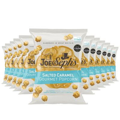 Joe & Seph's Salted Caramel Popcorn (12x23g) 2 Star Great Taste Award, gourmet sweet air-popped popcorn, on the go snack