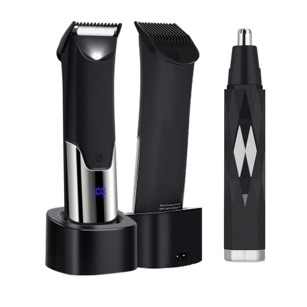 Electric Body Trimmer and Shaver for Men and Women, Waterproof Body Hair Groomers,Groin Hair Trimmer Beard Trimmer with LED Indicator, IPX7 Mens Pubic Hair Shaver for Balls,Male Hygiene Razor