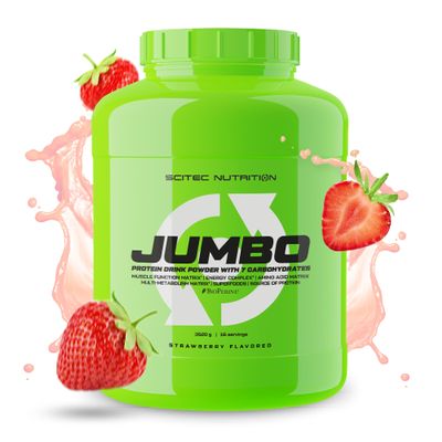 Scitec Nutrition Jumbo High-Calorie Weight Gainer with Multi-Component Protein Amino Acid Matrix Metabolic Matrix Superfood Blend, 3,52 kg, Strawberry