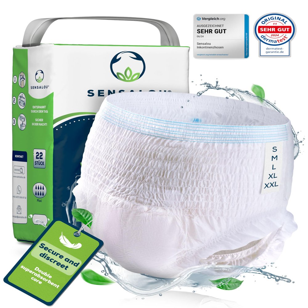 Sensalou Adult Incontinence Pants XXL 22 Pack  Pull-Up Disposable Diapers for Heavy Bladder Leaks  3310ml Absorbent Underwear  Extra Extra Large Size 150-190 cm Waist  Unisex Hygiene Protection