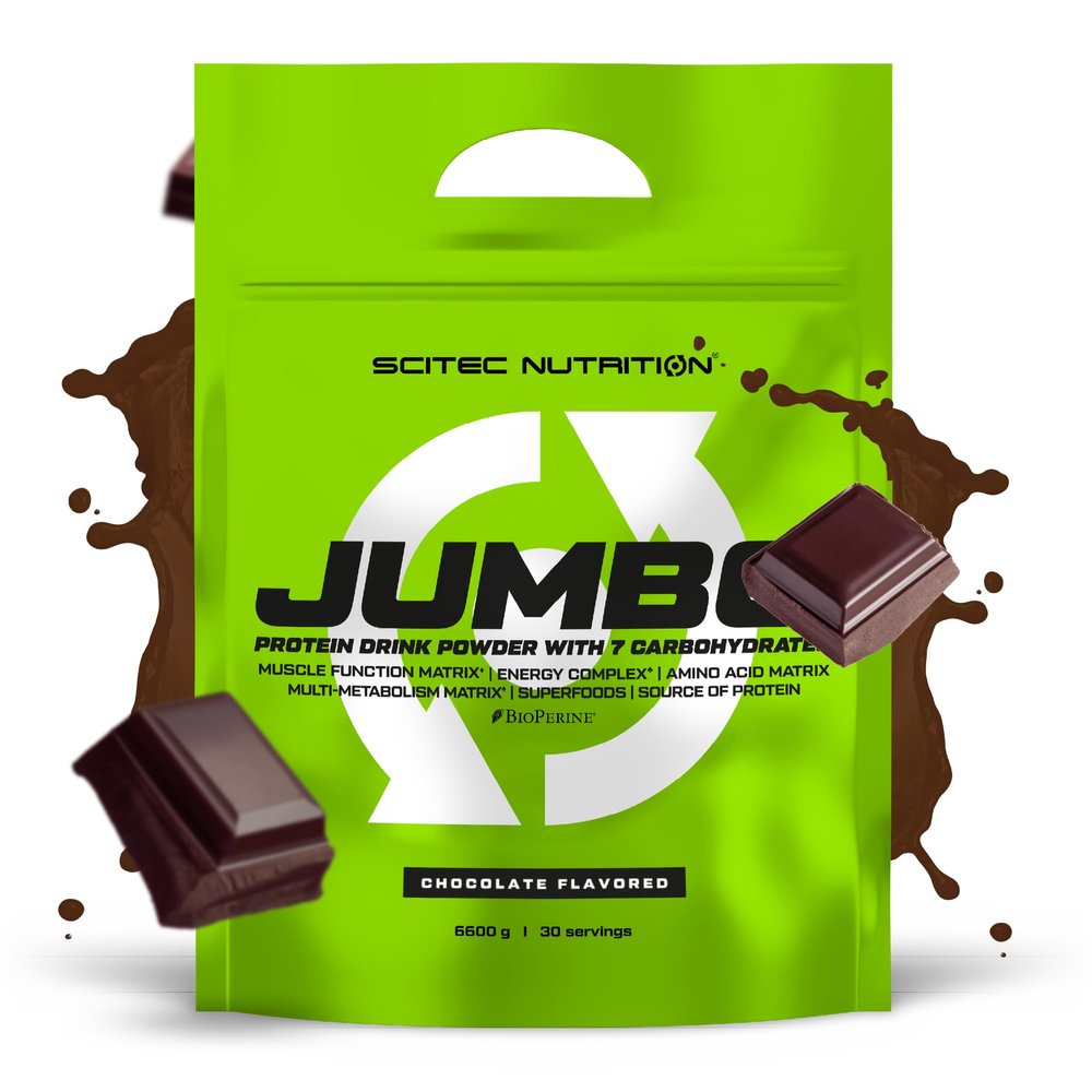 Scitec Nutrition Jumbo High-Calorie Weight Gainer with Multi-Component Protein Amino Acid Matrix Metabolic Matrix Superfood Blend, 6,6 kg, Chocolate