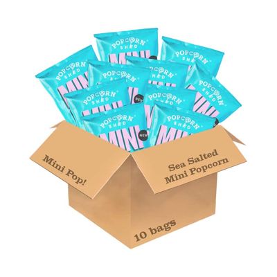 Sea Salted Popcorn (Pack of 10 x 60g Family Sized Sharing Bags) - Vegan, Gluten Free, Dairy Free, Allergen Free, Low Calorie Healthy Salty Popcorn Snack