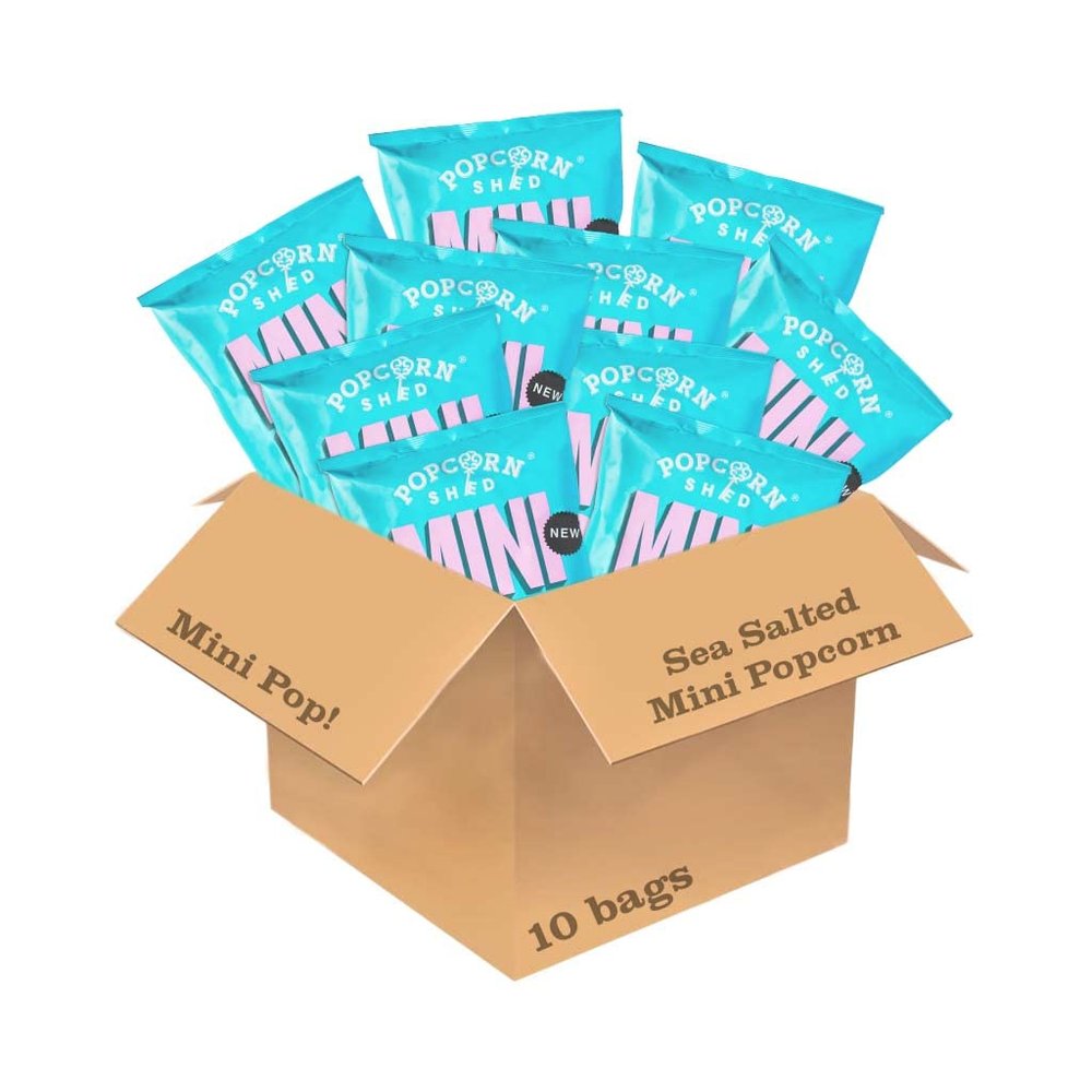 Sea Salted Popcorn (Pack of 10 x 60g Family Sized Sharing Bags) - Vegan, Gluten Free, Dairy Free, Allergen Free, Low Calorie Healthy Salty Popcorn Snack