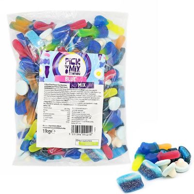 1kg - All Blue Sweets Mix - Fizzy - Jelly Sweets - Baby Shower - Gender Reveal - Pick and Mix - TikTok Blue Sweet