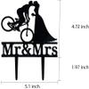 Bicycle Kissing Bride and Groom Wedding Cake Topper, Black Acrylic Mr & Mrs Wedding Cake Topper, Funny Wedding Cake Topper, Bridal Shower Cake Topper view 4