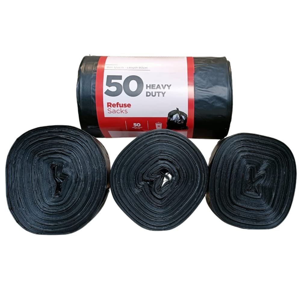 1ABOVE - Heavy Duty Black Bin Bags Plastic Leak Resistant Bin Liners Ideal for Kitchen, Home, Office, DIY & Garden, Made from 100% Recycled Material 55L (200)