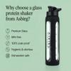 Asbirg Glass Protein Shaker Bottle 700ml  Leakproof & BPA-Free  Borosilicate Glass Gym Shaker with Spiral Mixing Ball for Smooth Protein Shakes, Smoothies, Meal Replacement & Fitness - Black view 3