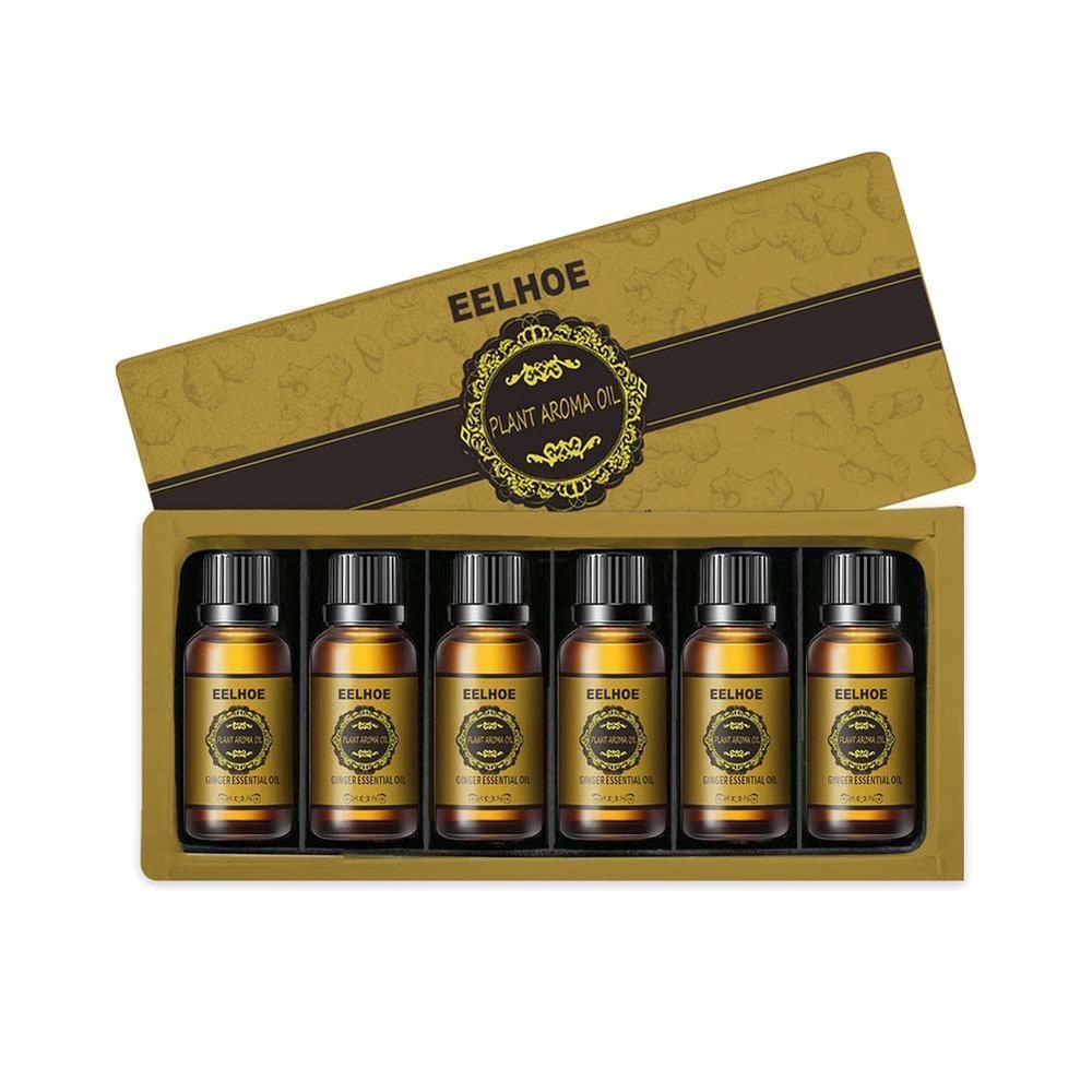 6 * 10ml Ginger Aroma Diffuser Massage Oil Bath Relief Oil Essential Support Water-Soluble Stress Massage Body Care Product
