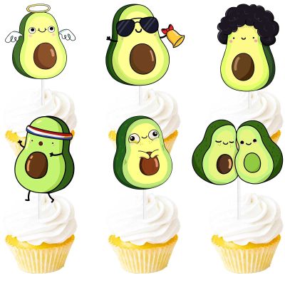 18pcs Green Glitter Avocado Dessert Cupcake Topper Holy Guacamole Theme Decor Supplies Baby Shower Girl Boy Happy Birthday Party Decorations