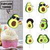 18pcs Green Glitter Avocado Dessert Cupcake Topper Holy Guacamole Theme Decor Supplies Baby Shower Girl Boy Happy Birthday Party Decorations view 2