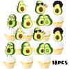 18pcs Green Glitter Avocado Dessert Cupcake Topper Holy Guacamole Theme Decor Supplies Baby Shower Girl Boy Happy Birthday Party Decorations view 3