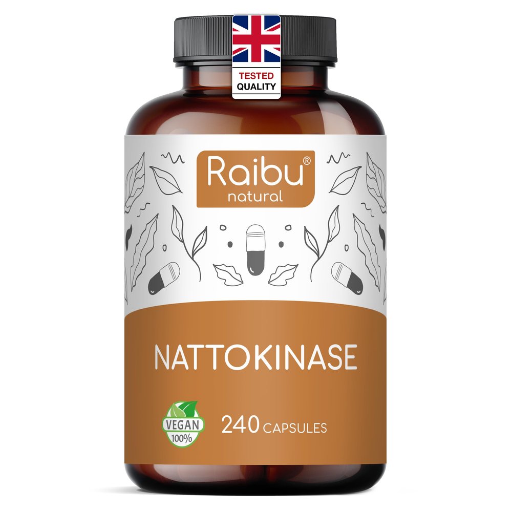 Nattokinase 2,000 FU per Capsule - High-Strength 240 Nattokinase Capsules from Fermented Natto Soybeans - 8 Months Supply - Non-GMO, Natural & Vegan- Laboratory Tested - Raibu