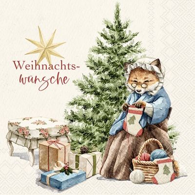 IHR Ideal Home Range - Paper Napkins Winter WNSCHE Cream 20 St. Lunch Napkins 33 cm x 33 cm / 13 inch x 13 inch