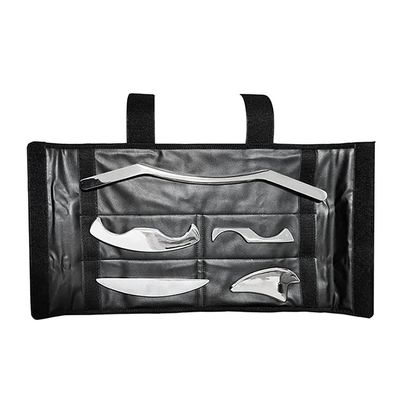 5Pcs IASTM Gua SHA Set With Leather Case, Massage Tool for Soft Tissue Mobilization and Reduce Muscle Pain,Professional Medical Grade Stainless Steel Iastm Tools
