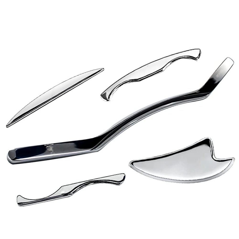 5 Pcs Iastm Gua Sha Set, Medical Grade Stainless Steel Iastm Instruments for Soft Tissue Mobilization and Reduce Muscle Pain, Professional Massage Tool