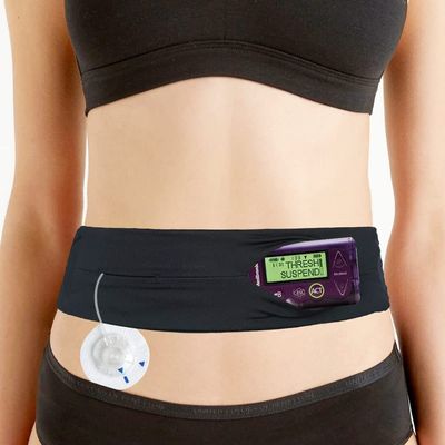 DiaBelt Kids Diabetic Pump Belt for Insulin Pump Adjustable Waist Pouch T1D No-Bounce Medical Holder Case Accessories for CGM Tubing Epipen Boys Girls Black
