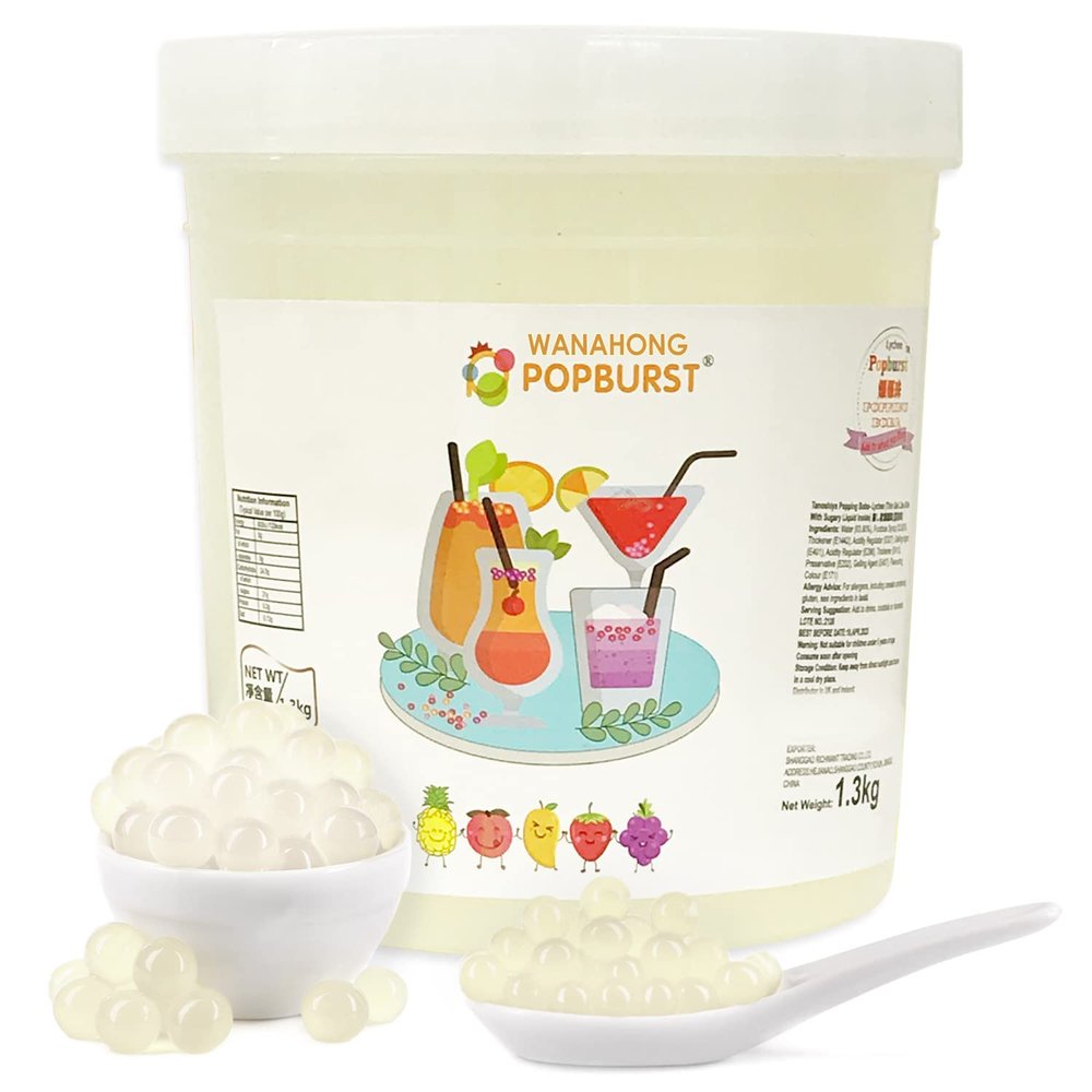WaNaHong Popping Boba Pearl 1.3 KG Dessert Toppings, Prosecco and Cocktails (Lychee)